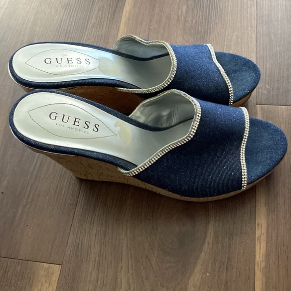 GUESS denim slip on wedge shoe with crystal trim - Picture 2 of 6